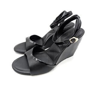 Karl Lagerfeld Paris Kersey Wedge Sandals Women's Black Size US10M EU41B